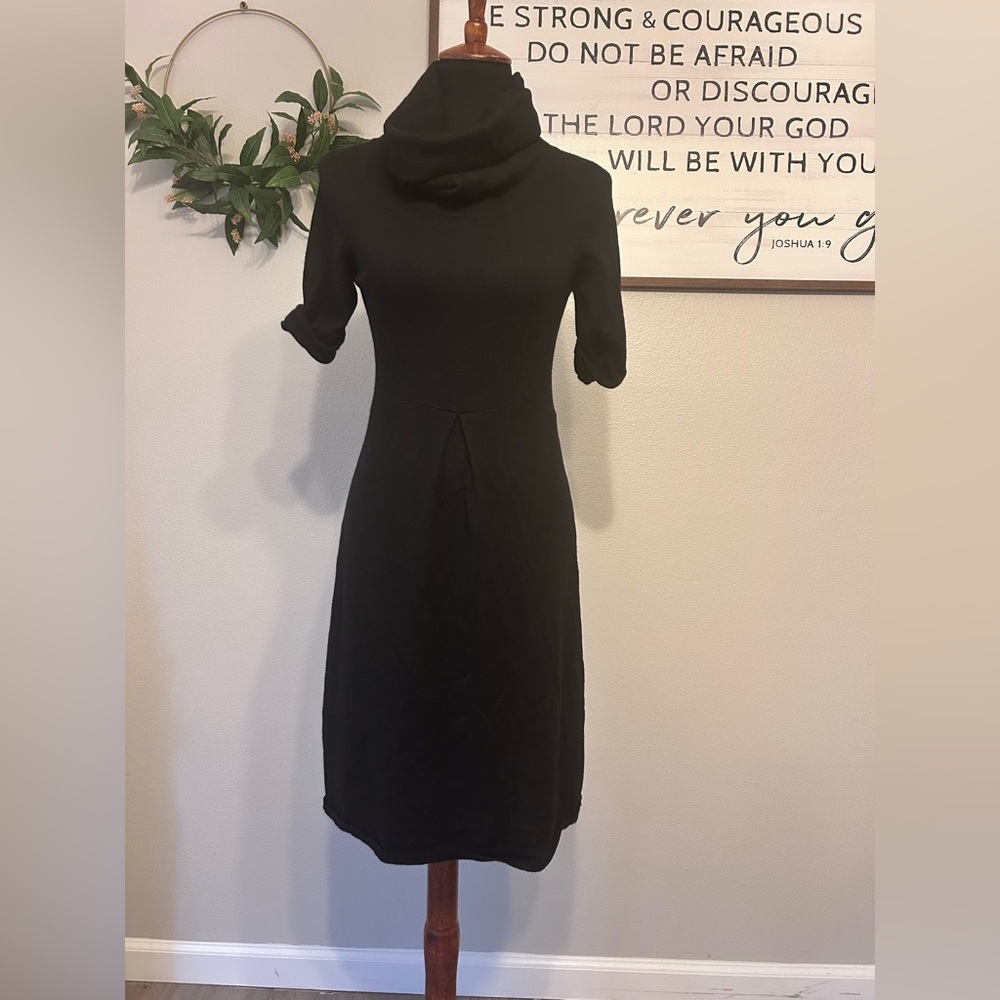 Classic Black Long Sleeve Cowl Neck Dress
